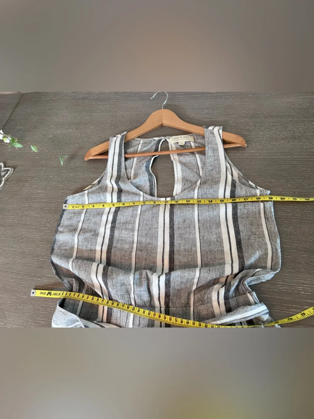 cloth & stone Blue and White Striped Sleeveless Tie-Waist Jumpsuit
